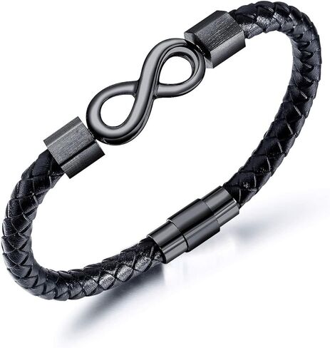 Spanish Card，To My Man, Personalized Dual Name Infinity Leather Bracelet, Personalized Custom Name Stainless Steel Braided Bracelet for Men/Women, for Birthday, Anniversary ,Christmas ,Valentine's Day Gifts in Kuwait
