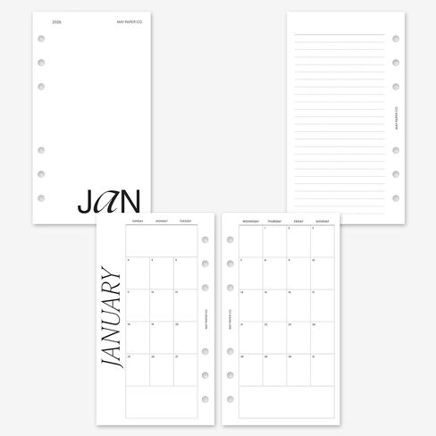 MAY PAPER CO. 2026 Personal Classic Monthly Planner Refill, Month on Two Page Planner Insert for Personal Filofax and LV MM 6 ringed Agenda 3.75 x 6.75 (Separable Months, Sunday Start) in Saudi Arabia