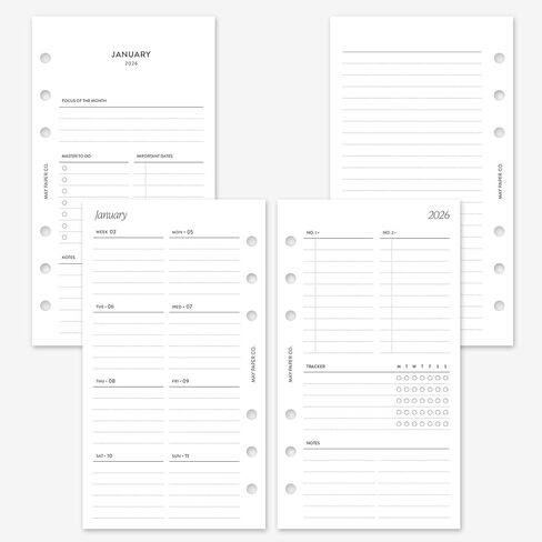 MAY PAPER CO. 2026 Personal Weekly Planner Refill, Week on Two Page Planner Insert for Personal Filofax and LV MM 6 ringed Agenda (Weekly with Tracker) in Saudi Arabia