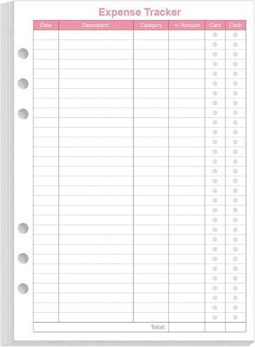Budget Planner Refills for A5 Binder - 6 Hole Expense Tracker Paper, 50 Sheets/100 Pages, 100gsm, White, 5.8'' x 8.5'' in Saudi Arabia