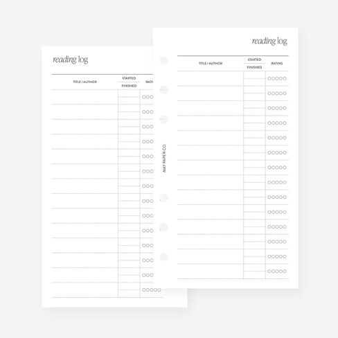 مخطط تعقب سجل القراءة الشخصية، إدراج إعادة تعبئة جدول الأعمال لـ Filofax Personal، مقاس LV MM 6 جداول حلقات، 3.75 × 6.75 in Saudi Arabia