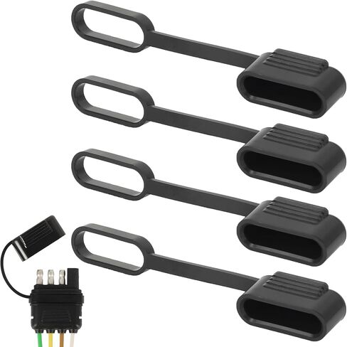 (4 Pack 4-Pin Trailer Plug Protector, Connector Dust Cover for 4-Way Flat End Cap - Weatherproof Seal for Trailer-Side Wiring Harness, Durable PVC Dust Cover in Saudi Arabia