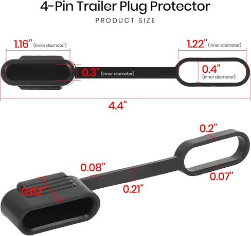 (4 Pack 4-Pin Trailer Plug Protector, Connector Dust Cover for 4-Way Flat End Cap - Weatherproof Seal for Trailer-Side Wiring Harness, Durable PVC Dust Cover in Saudi Arabia