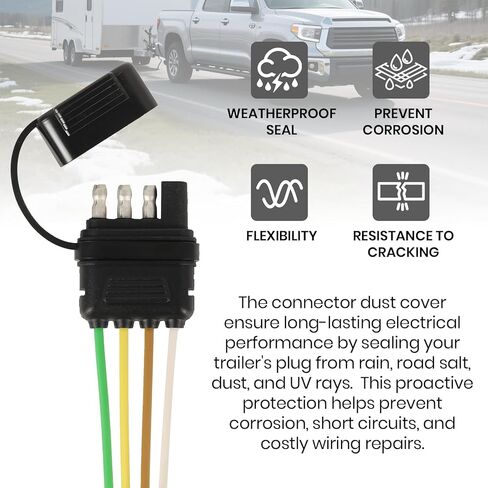 (4 Pack 4-Pin Trailer Plug Protector, Connector Dust Cover for 4-Way Flat End Cap - Weatherproof Seal for Trailer-Side Wiring Harness, Durable PVC Dust Cover in Saudi Arabia