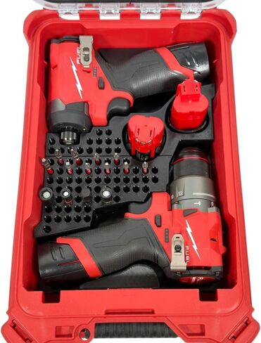 مفك حفر الوقود M12 (3404-20) و1/4 بوصة تأثير (3453-20) إدراج بطانة منظمة لحقيبة Milwaukee Packout Compact Case 48-22-8435. المثقاب والتأثير وبطارية M12 ومنظم تخزين القطع in Kuwait