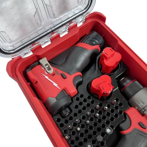 مفك حفر الوقود M12 (3404-20) و1/4 بوصة تأثير (3453-20) إدراج بطانة منظمة لحقيبة Milwaukee Packout Compact Case 48-22-8435. المثقاب والتأثير وبطارية M12 ومنظم تخزين القطع in Kuwait