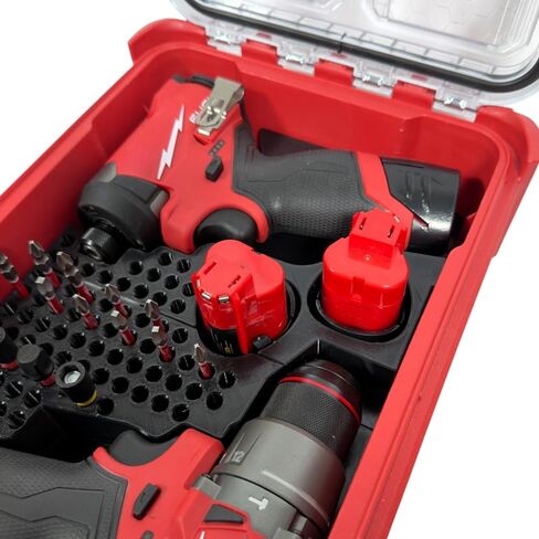 مفك حفر الوقود M12 (3404-20) و1/4 بوصة تأثير (3453-20) إدراج بطانة منظمة لحقيبة Milwaukee Packout Compact Case 48-22-8435. المثقاب والتأثير وبطارية M12 ومنظم تخزين القطع in Kuwait