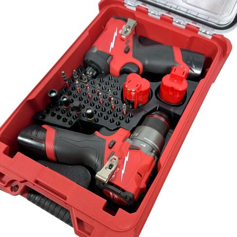 مفك حفر الوقود M12 (3404-20) و1/4 بوصة تأثير (3453-20) إدراج بطانة منظمة لحقيبة Milwaukee Packout Compact Case 48-22-8435. المثقاب والتأثير وبطارية M12 ومنظم تخزين القطع in Kuwait