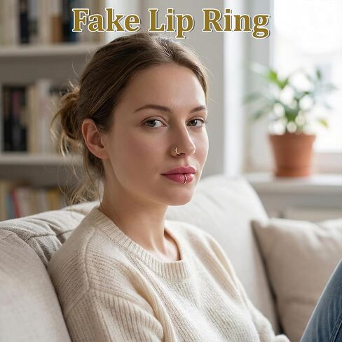 9 PCS Fake Nose Rings for Women, 8 mm Non Piercing Lip Rings Clip on Fake Nose Piercing Fakes Noses Hoop Faux Lip Ring, Non Piercings Faux Noses Piercings Jewelry for Women Men in Saudi Arabia