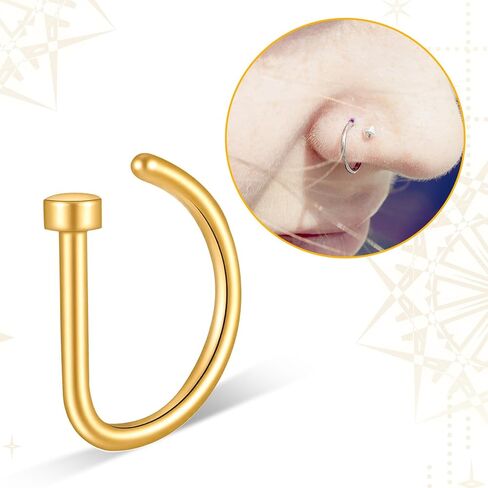 15PCS Fake Nose Rings and Lip Hoops - Stainless Steel Fake Piercings No-Piercing Required, 3 Colors Faux Nose Piercing Jewelry for Women Men in Saudi Arabia