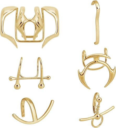 NICENEEDED 6 Pcs Cyber Lip Cuff, Halloween Liquid Gold Lip Ring Non Piercing Hoop, Y2k Punk Irregular Jewelry Unique for Party Club in Saudi Arabia