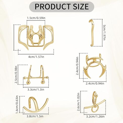 NICENEEDED 6 Pcs Cyber Lip Cuff, Halloween Liquid Gold Lip Ring Non Piercing Hoop, Y2k Punk Irregular Jewelry Unique for Party Club in Saudi Arabia