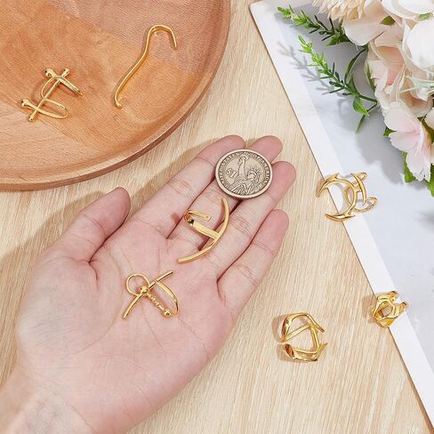 NICENEEDED 6 Pcs Cyber Lip Cuff, Halloween Liquid Gold Lip Ring Non Piercing Hoop, Y2k Punk Irregular Jewelry Unique for Party Club in Saudi Arabia