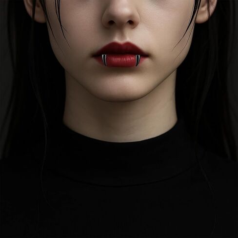 2 أزواج وهمية الشفاه خواتم مصاص دماء الأنياب الشفاه الكفة قابل للتعديل وهمية الشفاه ثقب غير ثقب Labret الفولاذ المقاوم للصدأ تلميع الشفاه المجوهرات الدائري in Kuwait