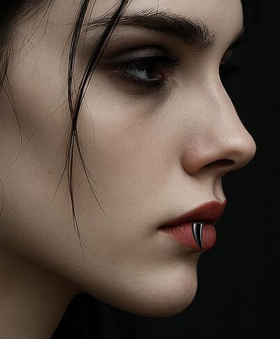 2 أزواج وهمية الشفاه خواتم مصاص دماء الأنياب الشفاه الكفة قابل للتعديل وهمية الشفاه ثقب غير ثقب Labret الفولاذ المقاوم للصدأ تلميع الشفاه المجوهرات الدائري in Kuwait