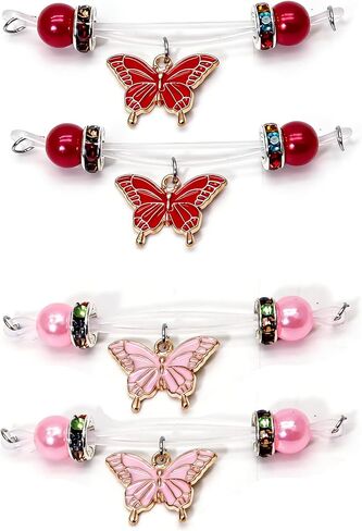 2 Pairs Fake Nipple Rings Nipple Jewelry Non Piercing Butterfly Dangle Nipple Barbells Adjustable Nooses Faux Nipple Piercing Body Jewelry for Men Women in Saudi Arabia