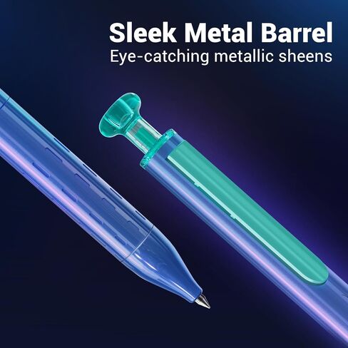 WRITECH Gel Pen Fine Point: Space Up Astroline Pen Metal Barrel 0.7mm Retractable Black Ink 1ct with 1 Refill Silent Clicker Smooth Writing No Smear (Blue) in Saudi Arabia
