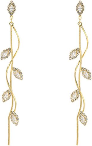 أقراط زفاف كريستال لوصيفات العروس، أقراط العروس المتدلية من الثريا الذهبية أقراط متدلية للنساء، مكعب زركونيا حجر الراين أقراط متدلية هدايا مجوهرات للحفلات الراقصة in Kuwait