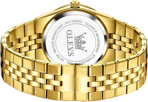 OLEVS Mens Watches Luxury Diamond Calendar Stainless Steel Male Watches Business Dress Waterproof Luminous Fashion Watch for Men in Saudi Arabia