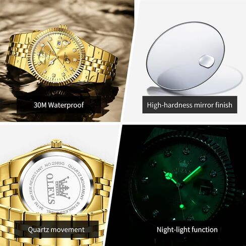 OLEVS Mens Watches Luxury Diamond Calendar Stainless Steel Male Watches Business Dress Waterproof Luminous Fashion Watch for Men in Saudi Arabia