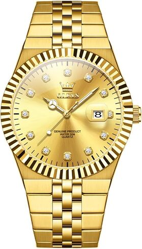 OLEVS Mens Watches Luxury Diamond Calendar Stainless Steel Male Watches Business Dress Waterproof Luminous Fashion Watch for Men in Saudi Arabia