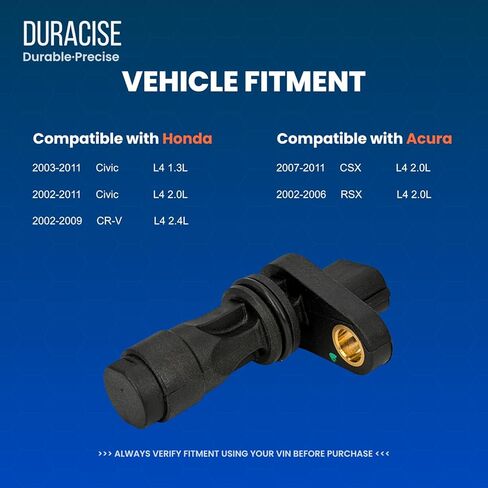 مستشعر موضع العمود المرفقي للمحرك من DURACISE متوافق مع 2002-2011 Honda Civic، 2002-2009 CR-V و2002-2006 Acura RSX، 2007-2011 CSX | 1.3 لتر 2.0 لتر 2.4 لتر | تصنيع المعدات الأصلية #37500-PNA-003، 37500-PNB-003 in Kuwait