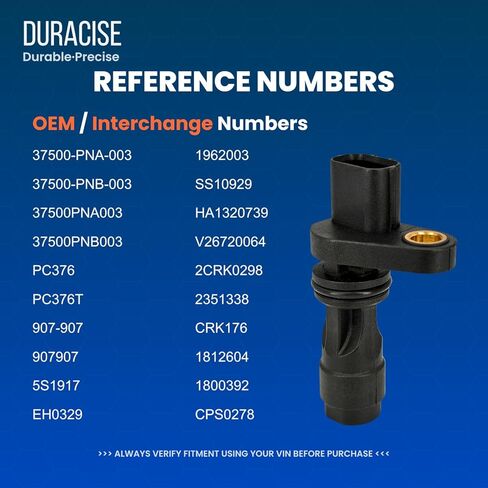 مستشعر موضع العمود المرفقي للمحرك من DURACISE متوافق مع 2002-2011 Honda Civic، 2002-2009 CR-V و2002-2006 Acura RSX، 2007-2011 CSX | 1.3 لتر 2.0 لتر 2.4 لتر | تصنيع المعدات الأصلية #37500-PNA-003، 37500-PNB-003 in Kuwait