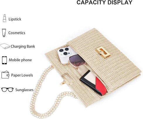 Straw Shoulder Bag for Women Straw Purse for Woven Envelope Bag Summer Purses for Women 2025 Deal Vacation Handbags in Saudi Arabia