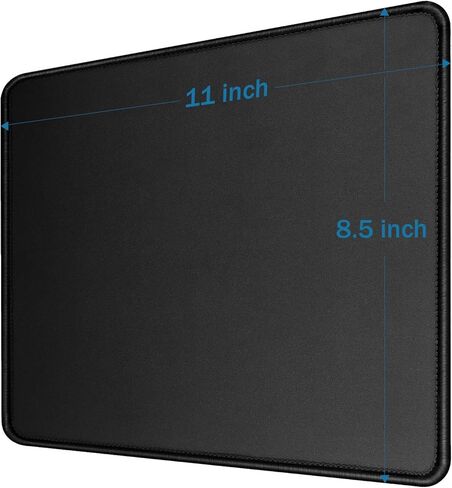 لوحة ماوس بحافة مخيطة 11 × 8.5 × 0.12 بوصة قاعدة مطاطية ممتازة غير قابلة للانزلاق لوحة ماوس للمكتب والمنزل، أسود (عبوتان) in Kuwait