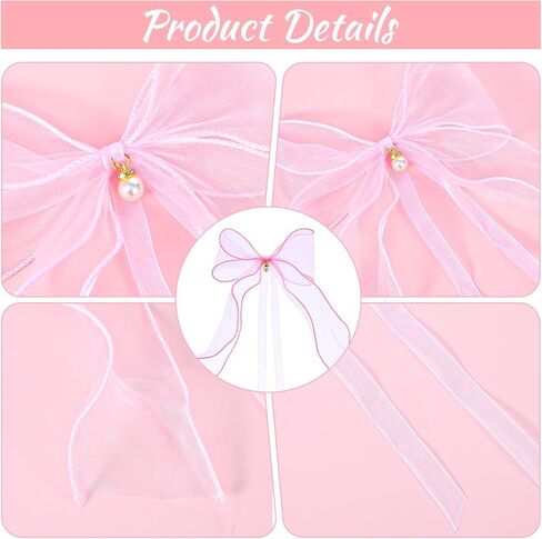 2 جهاز كمبيوتر شخصى الوردي القوس الستار تيباكس، Bowknot الستار تيباكس مع اللؤلؤ الفرنسية حريري القوس الستائر تيباكس للمنزل غرفة نوم مكاتب غرف الطعام حفل زفاف الديكور in Kuwait