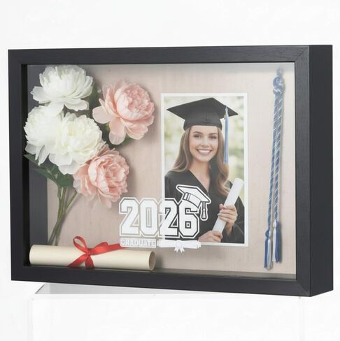 Roowest Graduation Shadow Box Frame 11.8 x 15.8 Inch Shadow Box Display Case Grad Picture Frame Graduation Memories Frame Tabletop or Wall Mount for Tassel Diploma Sash Flowers Grad Gift(White) in Saudi Arabia