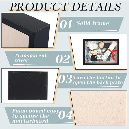Roowest Graduation Shadow Box Frame 11.8 x 15.8 Inch Shadow Box Display Case Grad Picture Frame Graduation Memories Frame Tabletop or Wall Mount for Tassel Diploma Sash Flowers Grad Gift(White) in Saudi Arabia