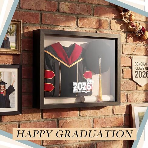 Roowest Graduation Shadow Box Frame 11.8 x 15.8 Inch Shadow Box Display Case Grad Picture Frame Graduation Memories Frame Tabletop or Wall Mount for Tassel Diploma Sash Flowers Grad Gift(White) in Saudi Arabia