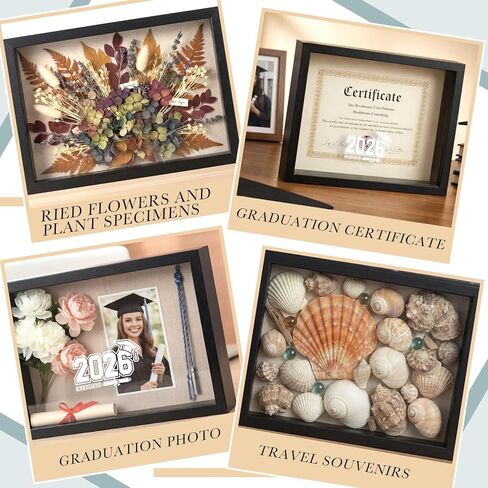 Roowest Graduation Shadow Box Frame 11.8 x 15.8 Inch Shadow Box Display Case Grad Picture Frame Graduation Memories Frame Tabletop or Wall Mount for Tassel Diploma Sash Flowers Grad Gift(White) in Saudi Arabia