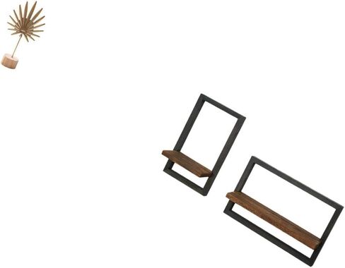 Fenteer Leaf Sculpture Metal Leaf Statue Wall Storage Shelves Wooden Shelves Photo Frame Shape Iron Wood Material Storage Rack Suitable for Bedroom L in Saudi Arabia