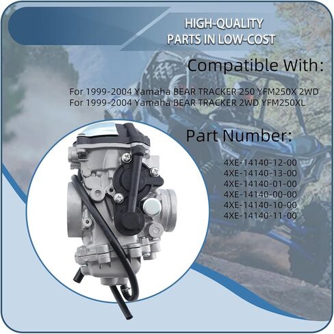 YFM250 المكربن ​​استبدال #4XE-14140-13-00 ل 1999 2000 2001 2002 2003 2004 ياماها الدب المقتفي 250 Yfm250X Yfm250XL 2WD ATV Carb in Kuwait