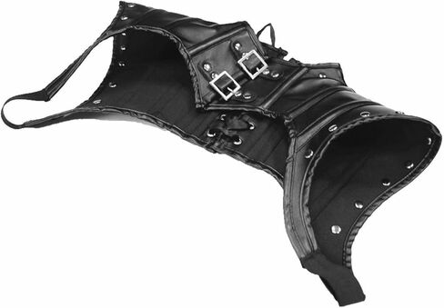 غطاء الكتف الجلدي من Guojiang، حزام الرأس، أزياء الحفلات التنكرية للنساء، وشاح شال من جلد البولي يوريثان، جلد فارس قوطي فاسق، أسود-m in Kuwait