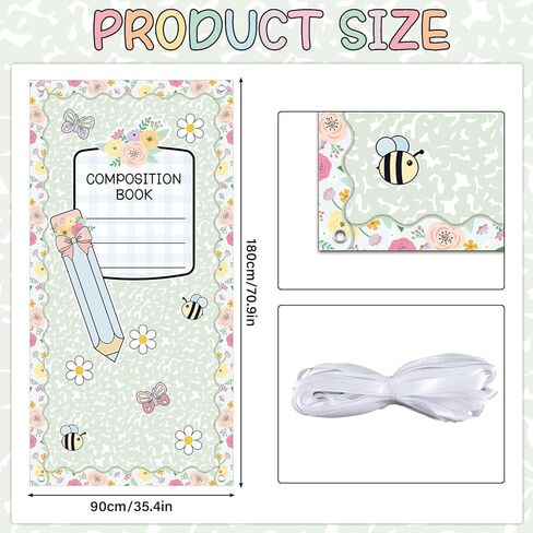 Spring Pastel Floral Door Cover Composition Notebook Door Banner Spring Butterfly Pencil Banners Back to School Classroom Decor First Day of School Backdrop for Kindergarten Preschool Wall Decor in Saudi Arabia