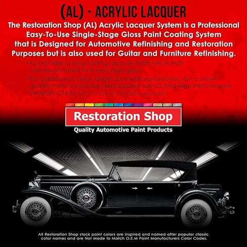 Restoration Shop - Jet Black (Gloss) Acrylic Lacquer Auto Paint - Complete Gallon Paint Kit with Slow Dry Thinner - Professional Gloss Automotive, Car, Truck, Guitar, Furniture Refinish Coating in Saudi Arabia