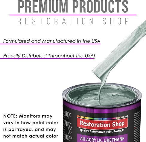 Restoration Shop - Frost Green Metallic Acrylic Urethane Auto Paint - Complete Quart Paint Kit - Professional Single Stage High Gloss Automotive, Car, Truck Coating, 4:1 Mix Ratio, 2.8 VOC in Saudi Arabia