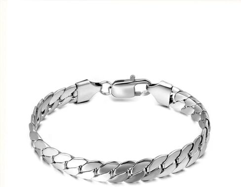 Iced Out Cuban Link Chain Bracelet in 925 Sterling Silver & Stainless Steel | Hip Hop Diamond-Style Hand Chain for Men & Women, 20cm Unisex Gift in Saudi Arabia