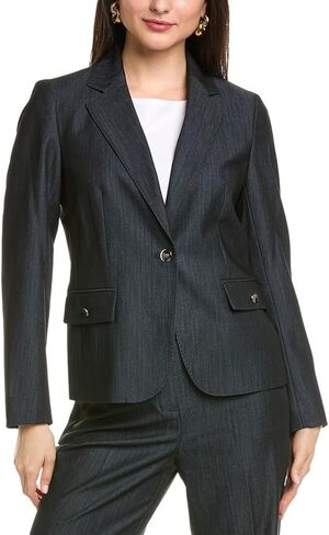 Anne Klein Women's Fancy Denim One Bttn Notch Collar Jacket in Saudi Arabia