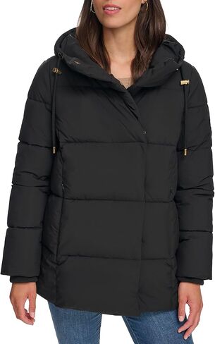 Tommy Hilfiger Womens Cold Weather Puffer Asymmetrical Puffer Coat in Saudi Arabia