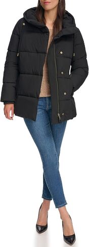 Tommy Hilfiger Womens Cold Weather Puffer Asymmetrical Puffer Coat in Saudi Arabia