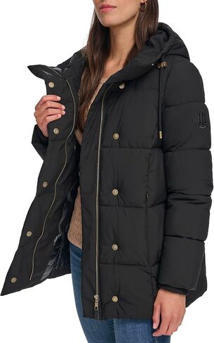 Tommy Hilfiger Womens Cold Weather Puffer Asymmetrical Puffer Coat in Saudi Arabia