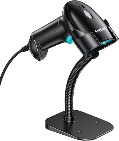 Barcode Scanner with Stand, USB Wired Inventory 2D 1D QR Code Scanner,Compatible with Computer POS MAC with Automatic Scanning, Handheld Barcode Reader for Library Supermarket（Yellow） in Saudi Arabia