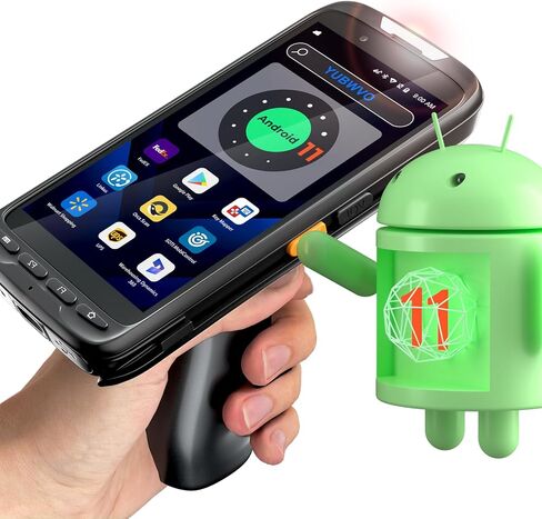 Android 11 9000mAh Barcode Scanner with Pistol Grip IP65 Rugged PDA Handheld with Zebra SE4710 Scanner, NFC 3G 4G Bluetooth GPS Wi-Fi QR 1D 2D Barcode Scanner, Removable Battery in Kuwait