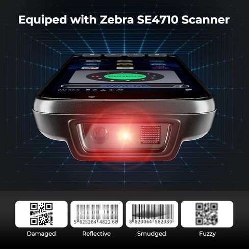 Android 11 9000mAh Barcode Scanner with Pistol Grip IP65 Rugged PDA Handheld with Zebra SE4710 Scanner, NFC 3G 4G Bluetooth GPS Wi-Fi QR 1D 2D Barcode Scanner, Removable Battery in Kuwait