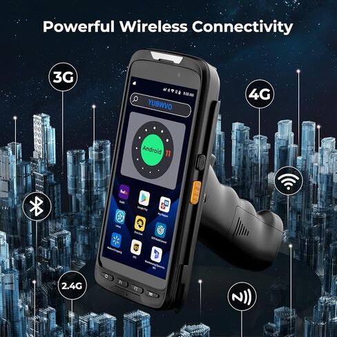 Android 11 9000mAh Barcode Scanner with Pistol Grip IP65 Rugged PDA Handheld with Zebra SE4710 Scanner, NFC 3G 4G Bluetooth GPS Wi-Fi QR 1D 2D Barcode Scanner, Removable Battery in Kuwait