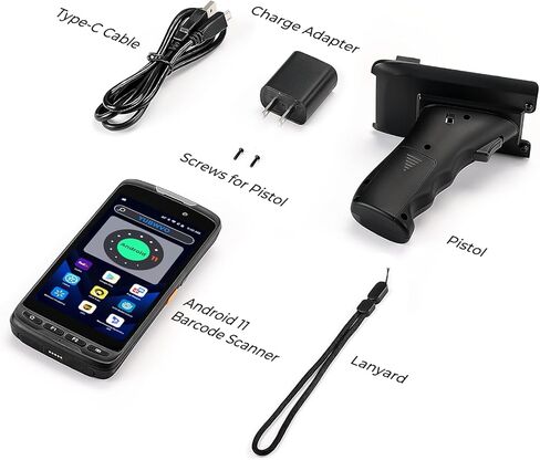 Android 11 9000mAh Barcode Scanner with Pistol Grip IP65 Rugged PDA Handheld with Zebra SE4710 Scanner, NFC 3G 4G Bluetooth GPS Wi-Fi QR 1D 2D Barcode Scanner, Removable Battery in Kuwait